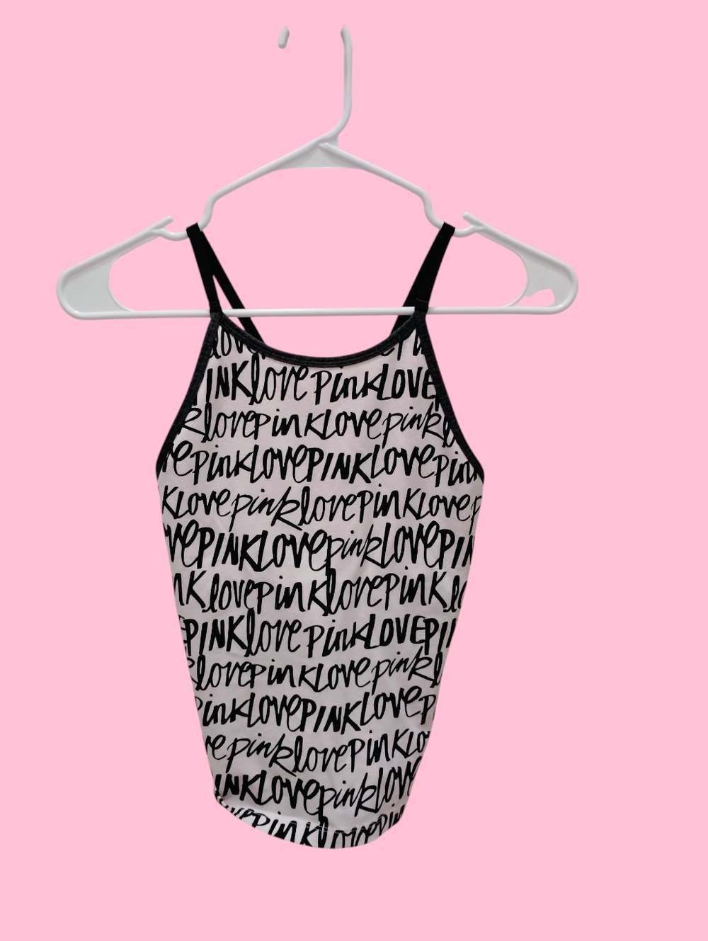 🩷*PINK Victoria's Secret* Baby PINK/BLACK Script Tank Y2K💎